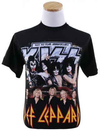 Kiss & Def Leppard 2014 Anniversary Tour Concert T - Shirt Size Large
