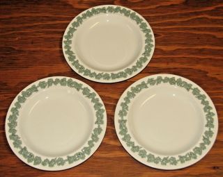 3 Wedgwood Embossed Queensware Celadon Green Cream Bread Plates,  Cup & Saucer 2