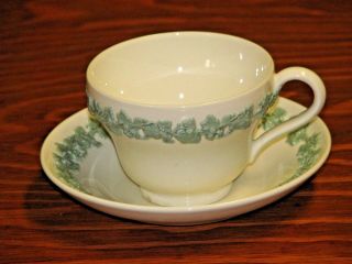 3 Wedgwood Embossed Queensware Celadon Green Cream Bread Plates,  Cup & Saucer 4