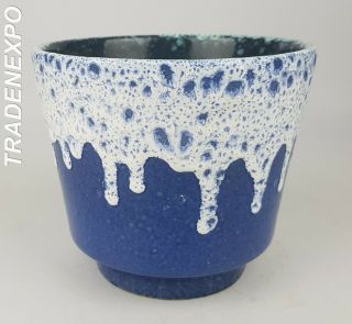 Vintage 60s - 70s Es Keramik Planter Pot Blue West German Pottery Fat Lava Era