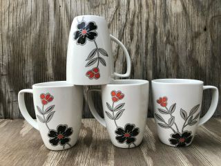 Corelle Dishes Mandarin Flower Squared Big Porcelain Cups Mugs Set Of 4