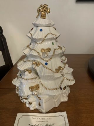 Lenox China Jeweled Candlelight Christmas Tree Votive Holder 12” Tall