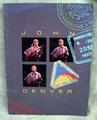 Rare Vintage - John Denver 1987 One World Tour Program Concert Book