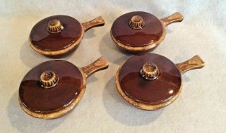 Set Of 6 Vintage Hull Pottery Brown Drip Covered Soup Crock Pot Bowls U.  S.  A.