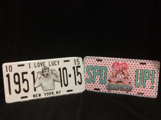 I Love Lucy Two Lucille Ball Set Of 2 Different Metal License Plate