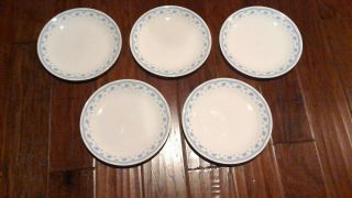 Set Of 5 Corelle Morning Blue Dinner Plates 10 1/4 " Blue Flowers