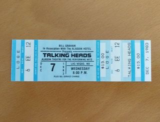 Talking Heads Las Vegas 1983 Concert Ticket Rare Cancelled Show