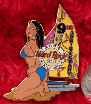 Hard Rock Cafe Pin Myrtle Beach Bikini Girl Sail Boat Lapel Hat 9th Anniversary