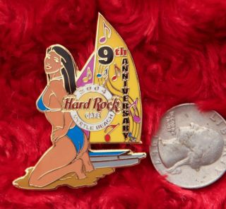 Hard Rock Cafe Pin Myrtle Beach BIKINI GIRL Sail BOAT lapel hat 9th Anniversary 2