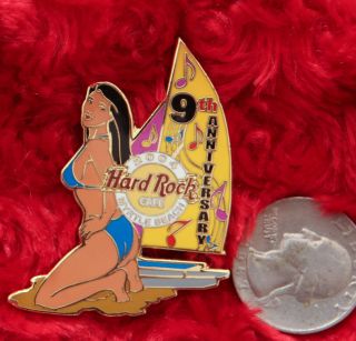 Hard Rock Cafe Pin Myrtle Beach BIKINI GIRL Sail BOAT lapel hat 9th Anniversary 3
