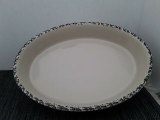 Gerald Henn Pottery Spongeware Oval Casserole/baking/serving Dish - Rare Black