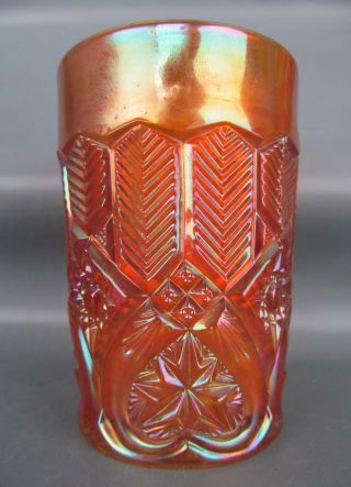 Millersburg Feather & Heart Marigold Carnival Glass 4 " Tumbler 6120