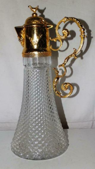 Large Claret Jug,  Ornate Gilded Top And Handle,  Table Display.