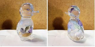 Fenton Hand Painted Artist Signed Clear & Opalescent Duck Duckling