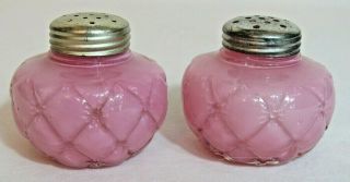 Antique Consolidated Pink Puffy Quilted Glass Salt & Pepper Shaker