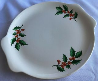 Harmony House By Salem Christmas Cake Plate Platter Holly & Berries