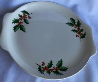 Harmony House by Salem Christmas Cake Plate Platter Holly & Berries 3