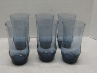 Vintage Libby Smokey Blue Water Juice Or Ice Tea Glasses Set Of 6