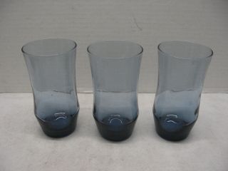 Vintage Libby Smokey Blue Water Juice or Ice Tea Glasses Set of 6 3