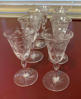 8 Vintage Elegant Brilliant Cut Crystal Stemware Shot Glasses