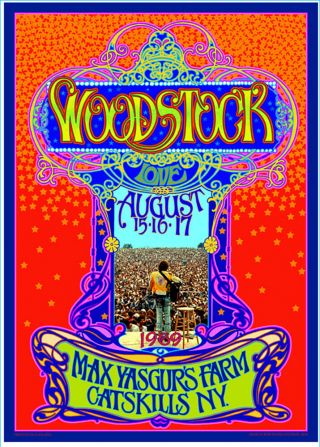 Woodstock Music Fest Max Yasgur Farm 1969 Bob Masse 18x24 Rock Concert Poster