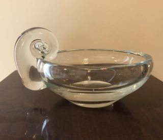 Vintage Art Crystal Candy Olive Dish Snail Handle Heavy Bowl