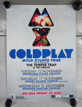 Coldplay Mylo Xyloto Tour Music Band Poster 2012 Rock Australia 12 " X 16 "