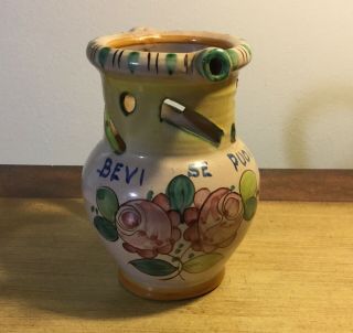 Cas Vietri Bevi Se Puoi Vintage Italian Hand Painted Pottery Puzzle Mug
