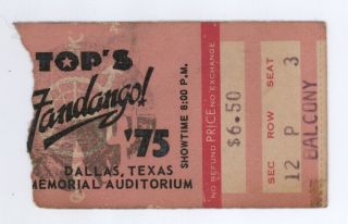 Rare Zz Top 11/29/75 Dallas Tx Memorial Auditorium Ticket Stub