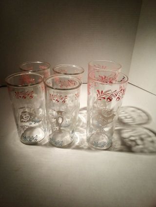 Vintage Kitchen Aids Jelly Jar Drinking Glasses Hazel Atlas Style Set Of 6