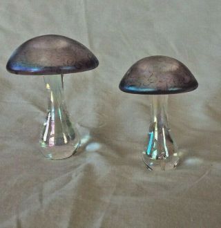 Heron Glass Set Of Two Amethyst Mushrooms - Gift Box