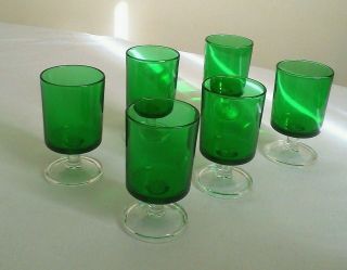 6 X Luminarc France Cavalier Emerald Green 4 Fl.  Oz 9.  25 Cm H Wine Shot Glasses