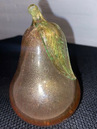 Vintage Large Murano Art Glass Stylized Apple Great Gold Infused Colors