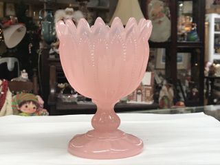 Portieux Vallerysthal French Pink Opaline Glass Footed Compote