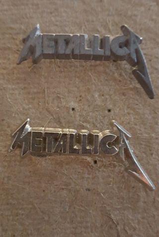 2 Metallica Vintage Pewter Pin 2 Posts 80’s 90’s Shirt Patch Lp Iron Maiden Rock