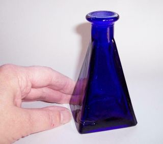 Antique/vintage Bristol Cobalt Blue Glass Pyramid Bottle Vase Studio Collectable