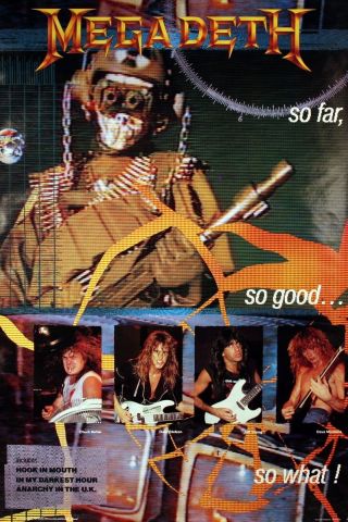 Megadeth 1987 So Far,  So Good Promo Poster