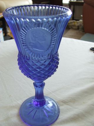 Avon cobalt blue pitcher and goblet George Washington presidential glass 2