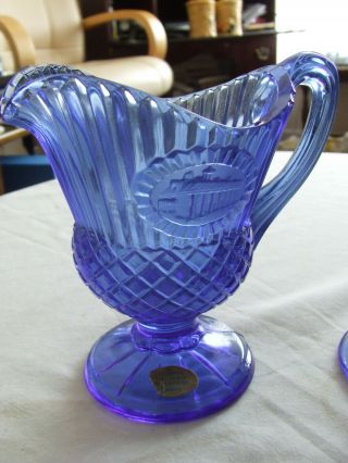Avon cobalt blue pitcher and goblet George Washington presidential glass 4