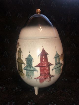 1953 - 1963 Sascha Brastoff Pagoda Egg Vase