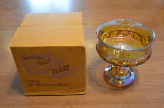 Vintage Carnival Glass Gold Iridescent 5 " Wedding Bowl With Box 1256