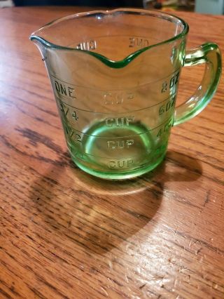 Vintage Hazel Atlas 1 Cup Green Glass Measuring Cup