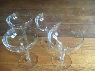 Vintage Hollow Stem Champagne Glasses Set Of 4 -