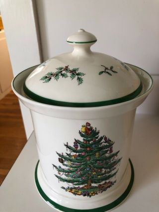 Spode Made In England CHRISTMAS TREE Cookie Jar w/ Lid 2