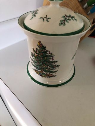 Spode Made In England CHRISTMAS TREE Cookie Jar w/ Lid 8
