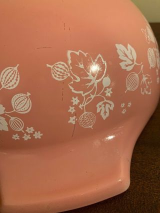 Vintage Pyrex Mixing Nesting Bowl Gooseberry Pink Cinderella 4 Quart Nesting 444 8