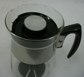 Vintage 6 - Cup Corning Glass Coffee Pot Percolator Carafe Basket Chrome Stripes 2