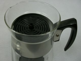 Vintage 6 - Cup Corning Glass Coffee Pot Percolator Carafe Basket Chrome Stripes 3