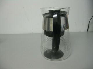 Vintage 6 - Cup Corning Glass Coffee Pot Percolator Carafe Basket Chrome Stripes 4