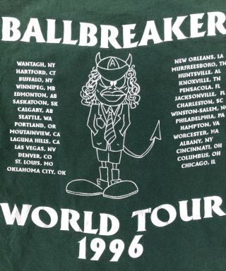 Vintage Ac/dc Ballbreaker 1996 World Tour Mens L Shirt Ultra - Rare Ultra - Cool
